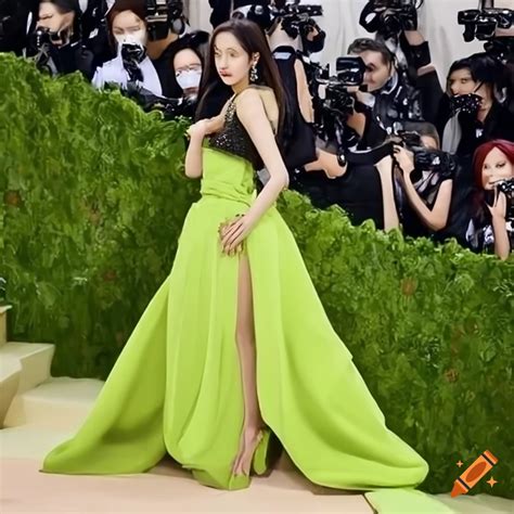 Blackpink Jisoo In A Chartreuse Met Gala Outfit On Craiyon