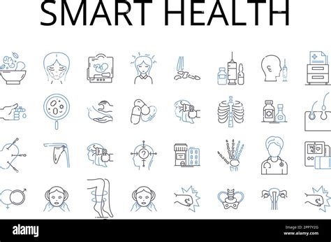 Smart Health Line Icons Collection Healthy Life Intelligent Fitness