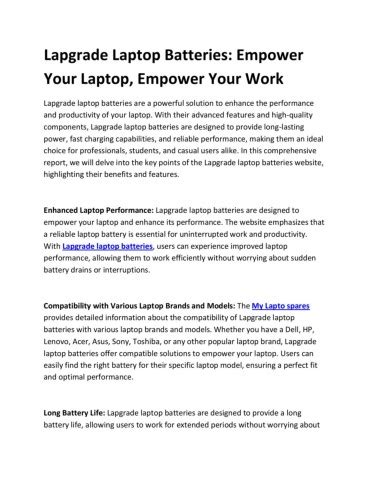 Lapgrade Laptop Batteries Empower Your Laptop Empower Your Work