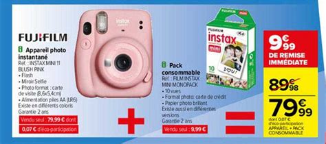 Promo Appareil Photo Instantan Pack Consommable Fujifilm Chez