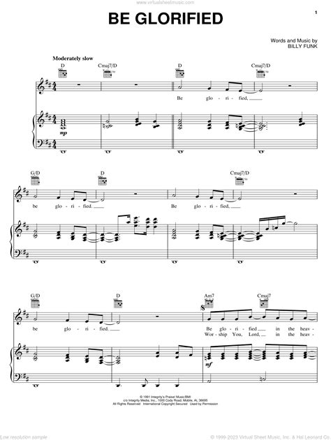 Be Glorified Sheet Music For Voice Piano Or Guitar Pdf