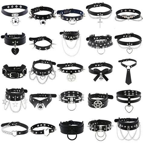 1pc Harajuku Sexy Heart Rivets Pu Leather Black Goth Punk Choker For Y2k Girls Diy Goth