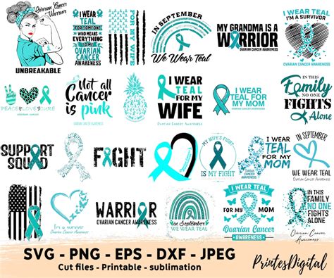 26 Ovarian Cancer Svg Png In September We Wear Teal Ovarian Etsy