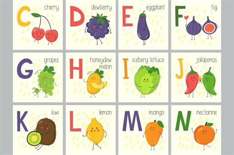 Vector fruits & vegetables Alphabet – MasterBundles