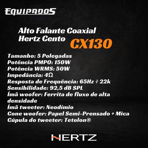 Alto Falante Polegadas Coaxial Hertz Cento Cx W Equipados