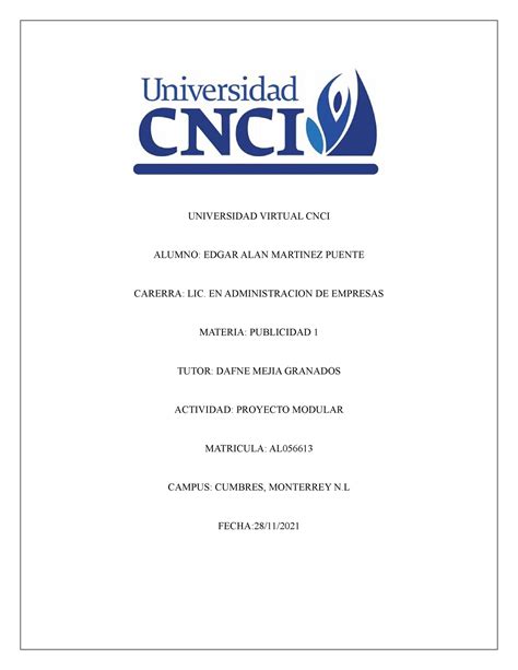 Publicidad Cnci Proyecto Modular Universidad Virtual Cnci Alumno