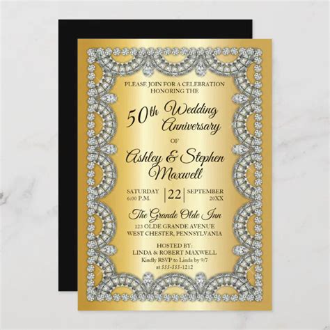 Gold Jubilee Diamond 50th Wedding Anniversary Invitation Zazzle