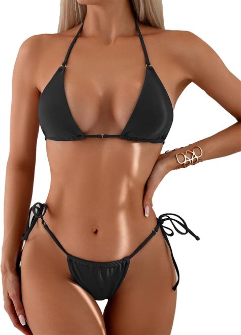 Amazon Limeeke Women S Sexy Halter String Triangle Bikini Sets