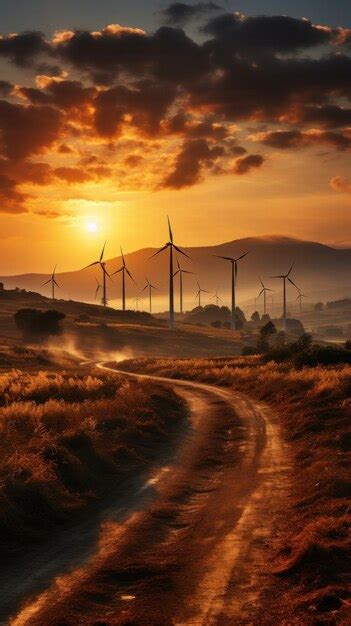 Premium Ai Image A Group Of Wind Turbines Stand In The Distance