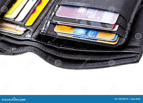 Black Leather Wallet With Credit Cards Close Up Stock Image Image Of