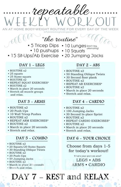 Printable Home Workout Plan