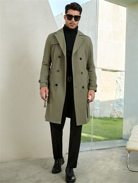 Manfinity Homme Men Double Breasted Belted Trench Coat Shein Usa