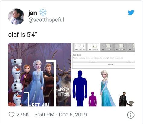 Olafs Height Surprises Frozen Fans