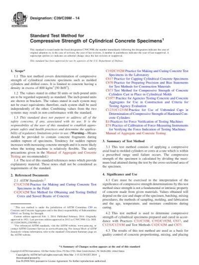 Doe Astm C C M Standard Test Method For Compressive Strength Of C