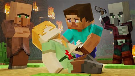 Pillager Vs Villager Alex Is In Danger Episode 1 Alex And Steve Life Minecraft