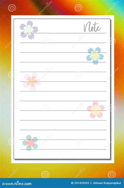 Note Writing Paper With Flowers Frame Pattern Template Graphic Design ...