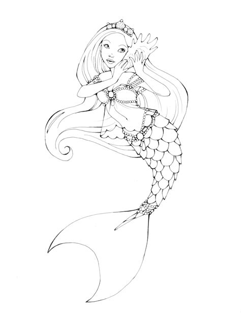 Mermaid Outline Drawing at GetDrawings | Free download