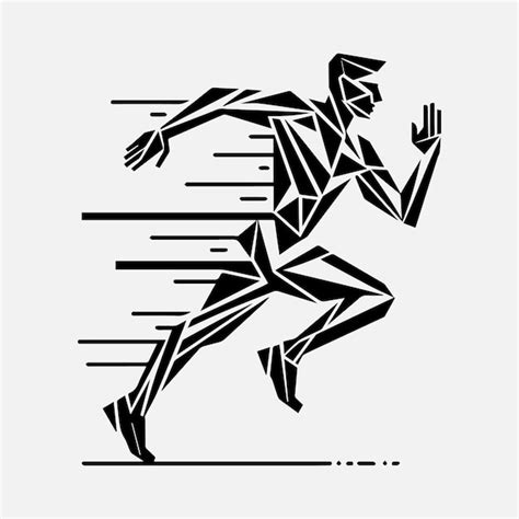 Geometric Running Man Vector Silhouette Illustration Geometric Running