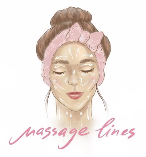 Illustration With Face Massage Lines Face Massage Scheme Demonstrated