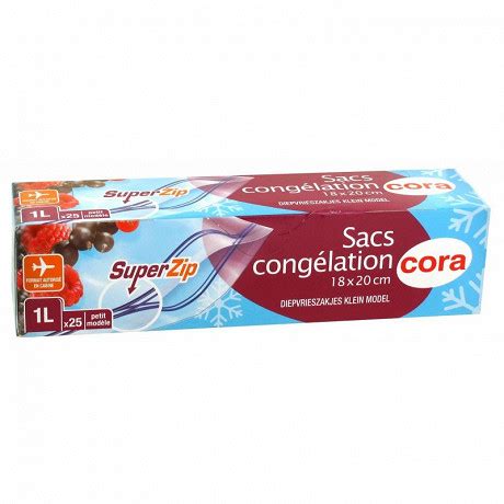 Cora sacs congélation super zip petit modèle 1l x25