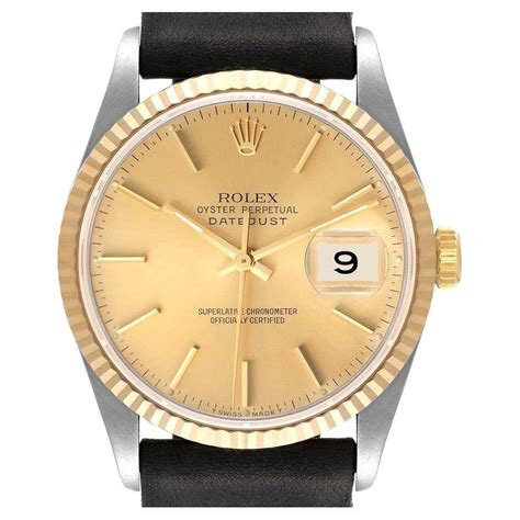 Rolex Datejust 36mm 18k Yellow Gold Steel Champagne Dial Mens Watch 16233 For Sale At 1stdibs