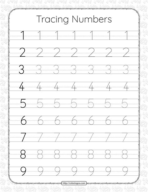 Printable 1 To 20 Rectangle Border Numbers Worksheet 02