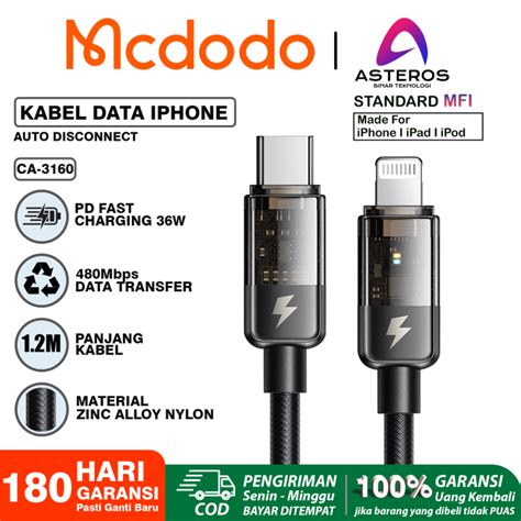 Mcdodo Kabel Ip Pd Type C To Lightning Fast Charging Auto Off Ca