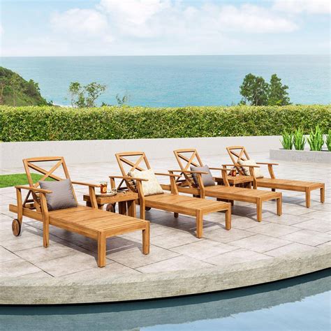 Noble House Perla Teak Brown 6 Piece Wood Outdoor Patio Conversation