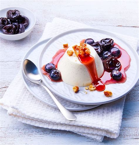 Panna Cotta With Blueberry And Prune Compote And Cinnamon Sunsweet