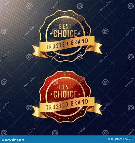 Trusted Golden Product Banner Label Cartoon Vector