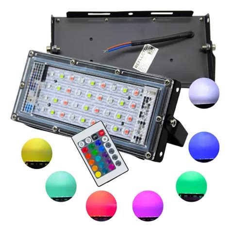 Refletor LED Multicolorido RGB De 50w Controle Megaluz 450w Cor