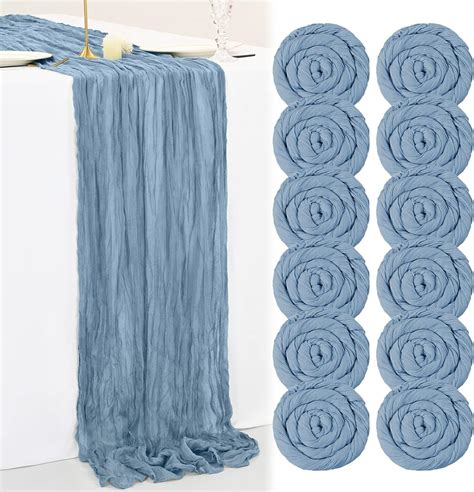 12 Pack Dusty Blue Cheesecloth Table Runner 35 X 120 Inches Boho Gauze