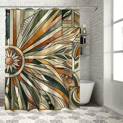 Lzatpd Shower Curtain Moon Stages And Nature Abstract Boho Mid Century