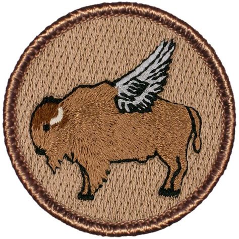 Flying Buffalo Patch 092 2 Inch Diameter Embroidered Patch Etsy