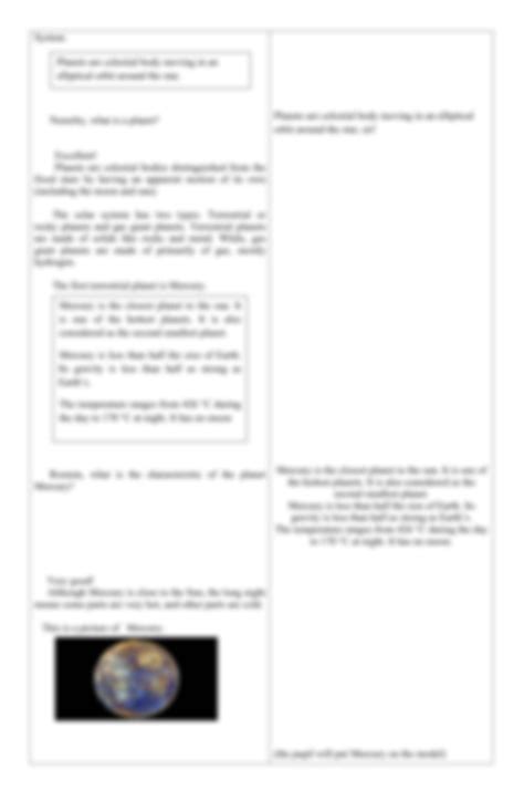 Solution Detailed Lesson Plan Science The Solar System For Grade