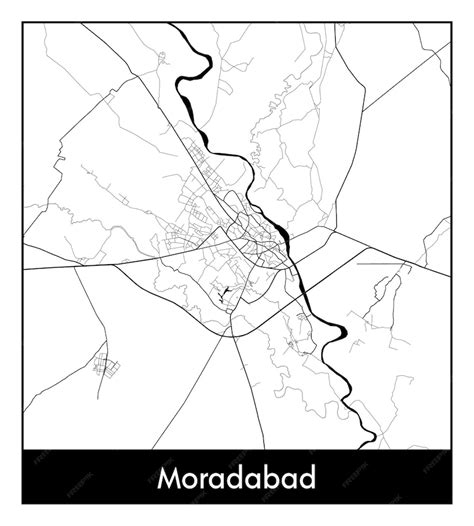 Mapa Mínimo De La Ciudad De Moradabad India Asia Vector Premium