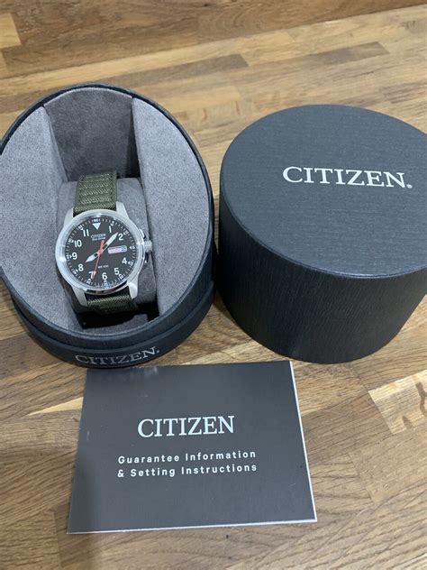 Citizen Men S Eco Drive Analogue Army Green Canvas Strap Solar Watch