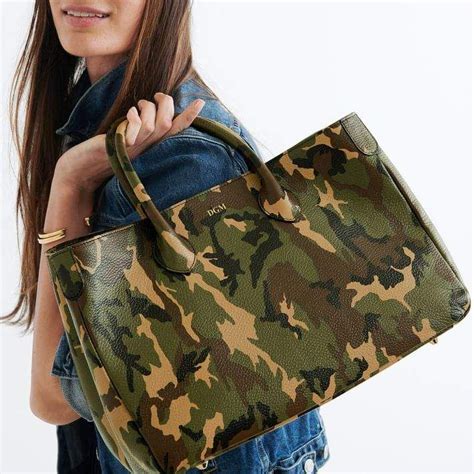 Mark And Graham Elisabetta Slouch Handbag Camo Tote Leather