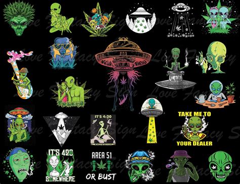 Smoking Alien Weed Png Alien Cannabis Png Alien Weed Png Etsy