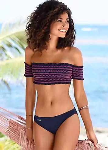 LASCANA Embroidered Smocked Bandeau Bikini Set Freemans