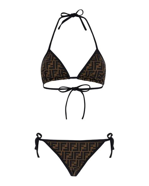 Fendi Two Piece Bikini With All Over Monogram Pattern In White Lyst