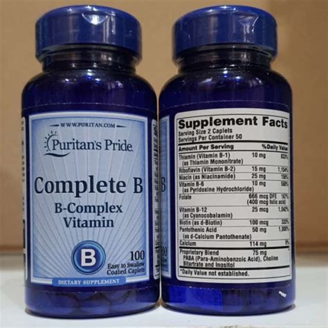 Promo Puritan S Pride Complete B Complex 100 Caplets Puritan Vitamin B