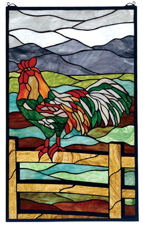 Rooster Stained Glass Window By Meyda Lighting 19x31 Inches Shakespeare S Attic