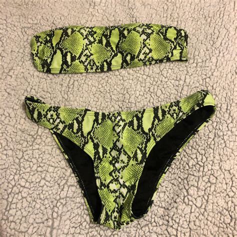 Snake Skin Padded Bikini Worn Once On Holiday But Depop