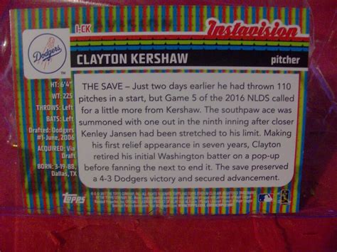 2017 Topps Stadium Club Instavision Orange I CK Clayton Kershaw 04 10