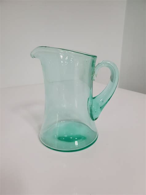 Vintage Green Depression Glass Pitcher Etsy