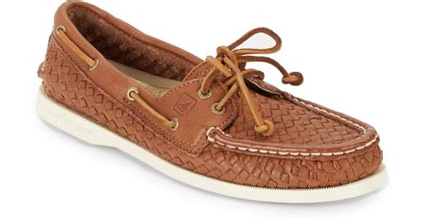 Sperry Top Sider Authentic Original Woven Leather Boat Shoes In Brown