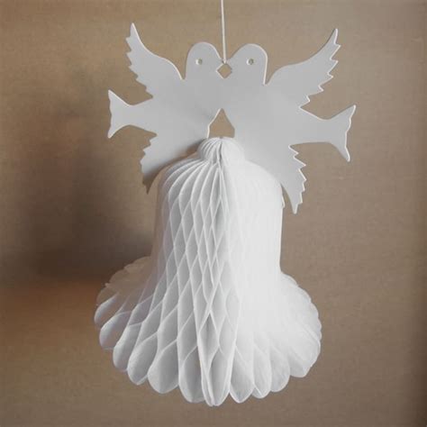 Double Dove Wedding Bell Honeycomb Decor 12 Inch By Partyspin