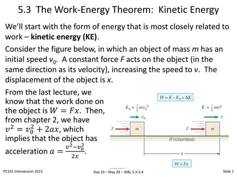 PPT - 5.3 The Work-Energy Theorem: Kinetic Energy PowerPoint ...