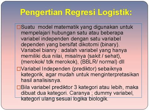 Analisis Regresi Ganda Logistik Multiple Regression Logistic Pengertian